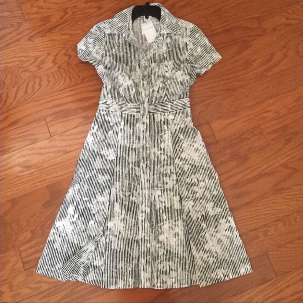 Club Monaco Black & White Button Down Dress